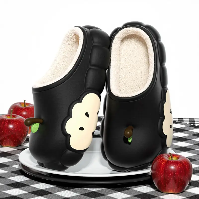 Women's Cotton Slippers Winter 2025 New Apple Slippers with Plush, Warm Indoor Non-Slip Closed-Toe Half Slippers Wholesale - Image 1