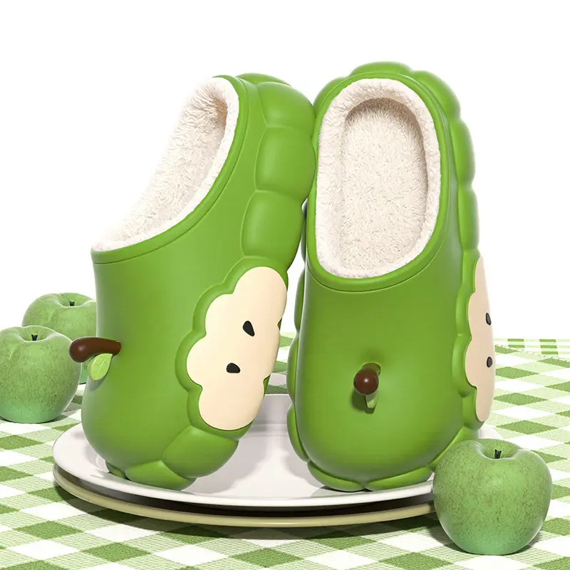 Women's Cotton Slippers Winter 2025 New Apple Slippers with Plush, Warm Indoor Non-Slip Closed-Toe Half Slippers Wholesale - Image 3