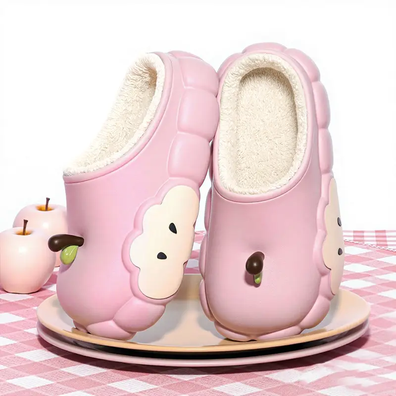 Women's Cotton Slippers Winter 2025 New Apple Slippers with Plush, Warm Indoor Non-Slip Closed-Toe Half Slippers Wholesale - Image 4