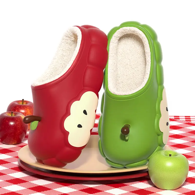 Women's Cotton Slippers Winter 2025 New Apple Slippers with Plush, Warm Indoor Non-Slip Closed-Toe Half Slippers Wholesale - Image 5