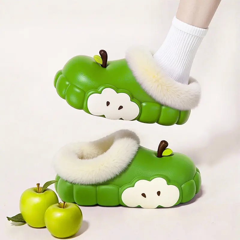 Women's Cotton Slippers Winter 2025 New Apple Slippers with Plush, Warm Indoor Non-Slip Closed-Toe Half Slippers Wholesale - Image 8