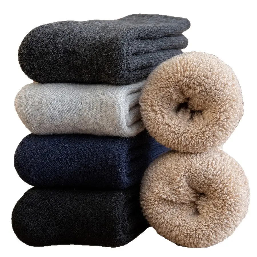Men's Mid-Calf Socks for Autumn and Winter, Thickened Terry Socks, Warm Fleece Towel Socks, Winter Men's Socks Wholesale