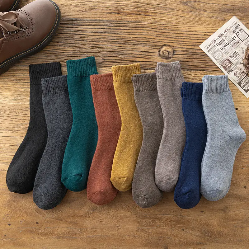 Men's Mid-Calf Socks for Autumn and Winter, Thickened Terry Socks, Warm Fleece Towel Socks, Winter Men's Socks Wholesale