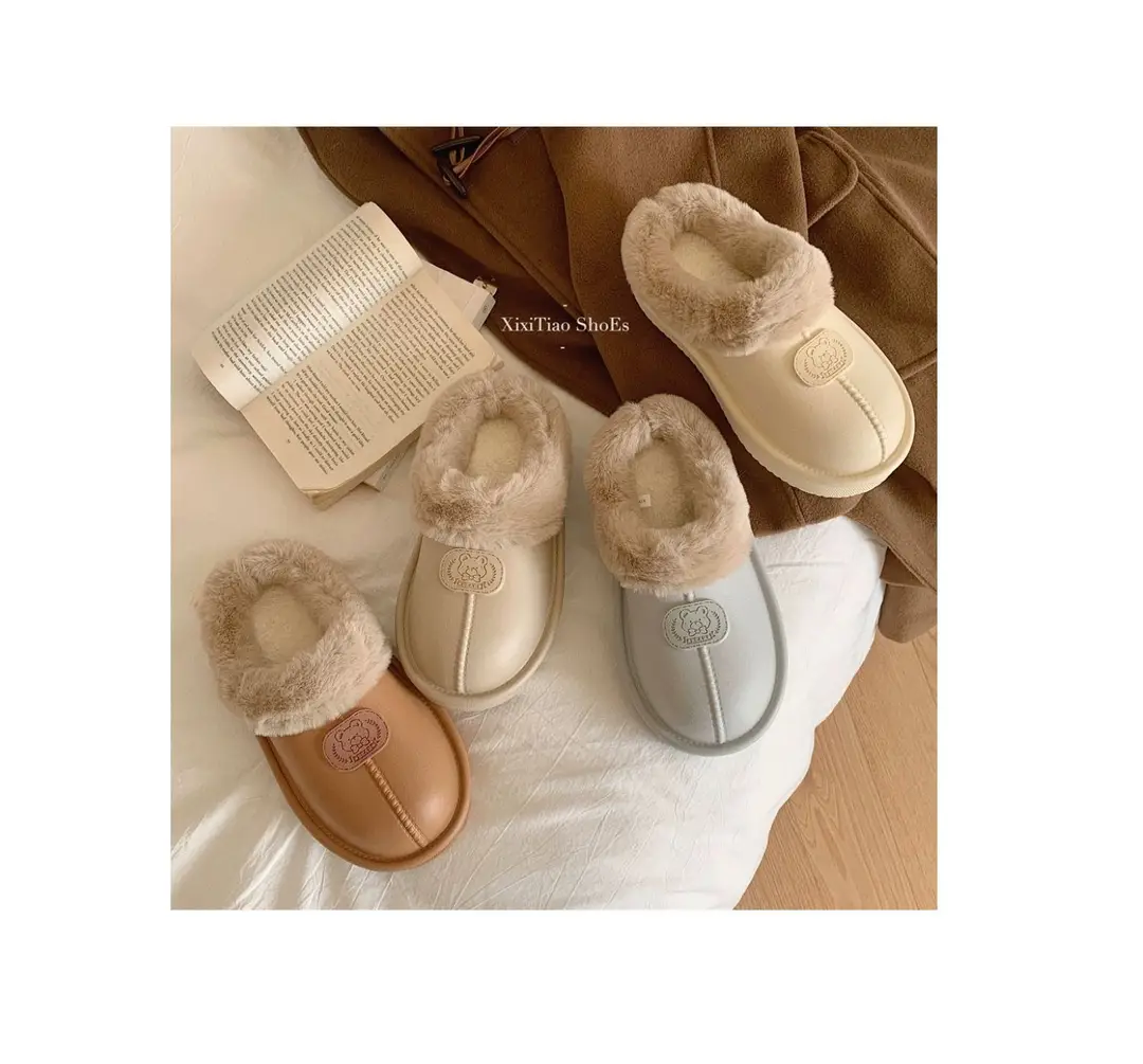Thick-Soled Velvet Warm Cotton Slippers for Women in Autumn and Winter New Style Indoor Waterproof Outer Wear Lightweight Bag Heel Wear-Resistant Cotton Shoes for Men — feature 16
