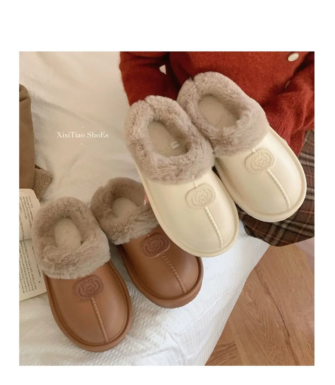 Thick-Soled Velvet Warm Cotton Slippers for Women in Autumn and Winter New Style Indoor Waterproof Outer Wear Lightweight Bag Heel Wear-Resistant Cotton Shoes for Men — feature 17