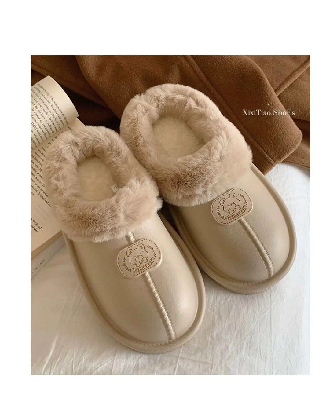 Thick-Soled Velvet Warm Cotton Slippers for Women in Autumn and Winter New Style Indoor Waterproof Outer Wear Lightweight Bag Heel Wear-Resistant Cotton Shoes for Men — feature 25