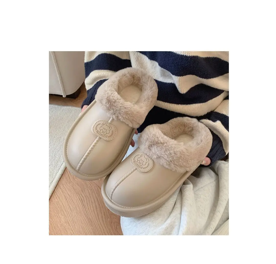 Thick-Soled Velvet Warm Cotton Slippers for Women in Autumn and Winter New Style Indoor Waterproof Outer Wear Lightweight Bag Heel Wear-Resistant Cotton Shoes for Men — feature 30