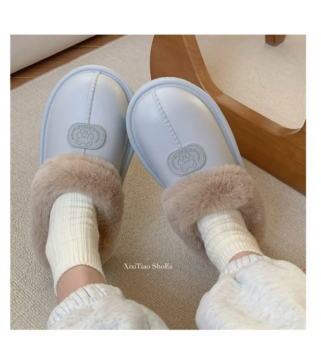 Thick-Soled Velvet Warm Cotton Slippers for Women in Autumn and Winter New Style Indoor Waterproof Outer Wear Lightweight Bag Heel Wear-Resistant Cotton Shoes for Men — feature 7