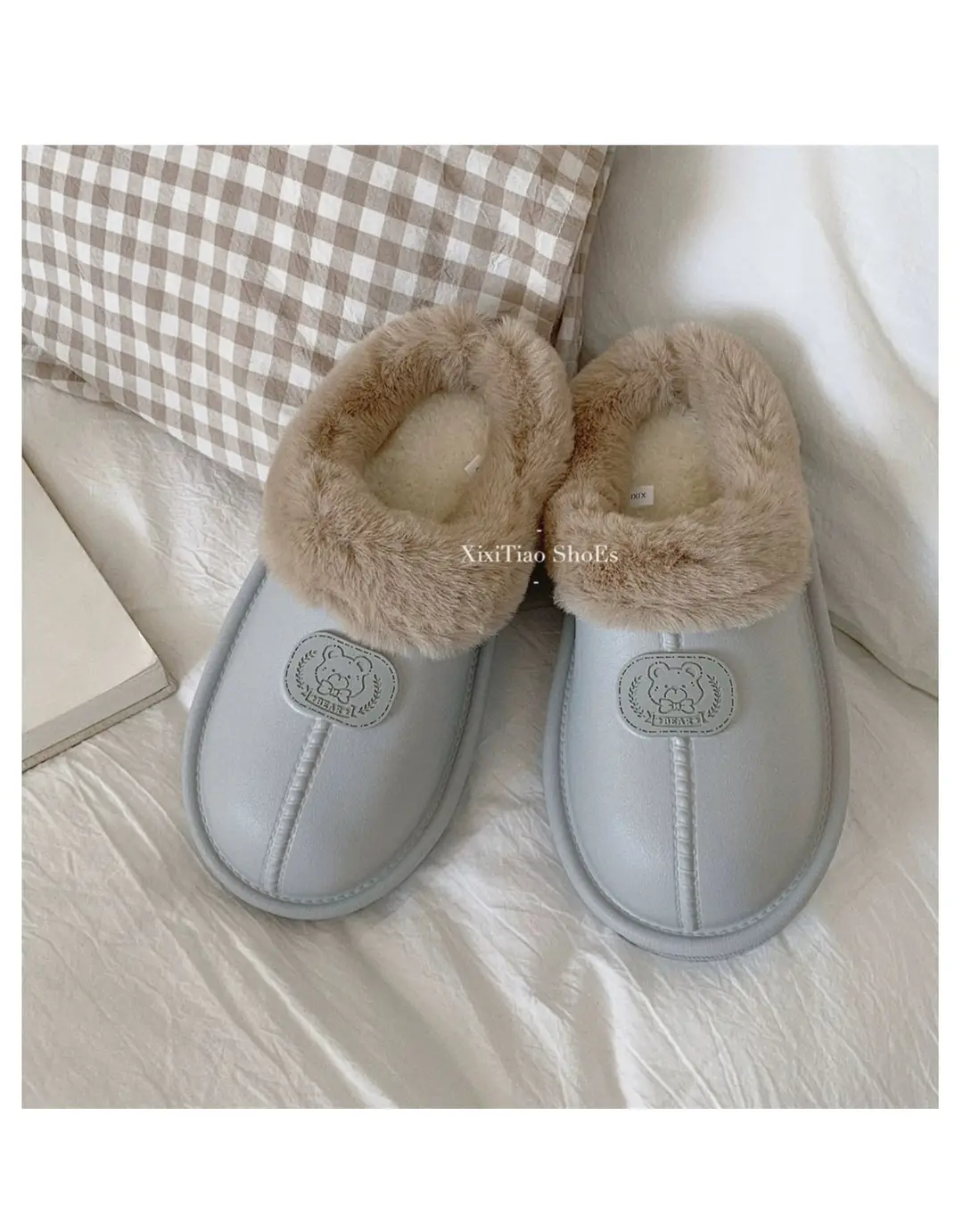 Thick-Soled Velvet Warm Cotton Slippers for Women in Autumn and Winter New Style Indoor Waterproof Outer Wear Lightweight Bag Heel Wear-Resistant Cotton Shoes for Men — feature 8