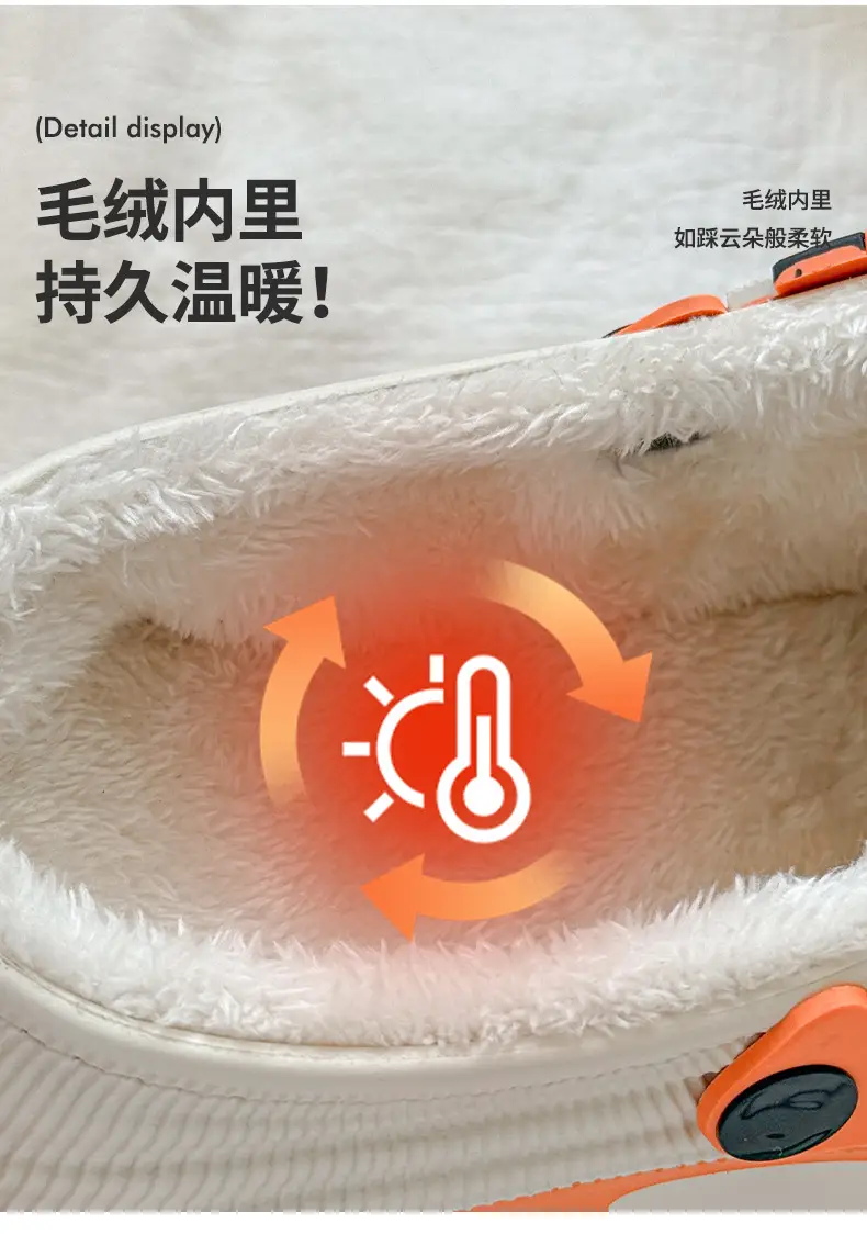 Men's Winter New Style Fleece-Lined Thick-Soled Home Furry Slippers, Outdoor Warm and Waterproof Cotton Slippers for Women — feature 11