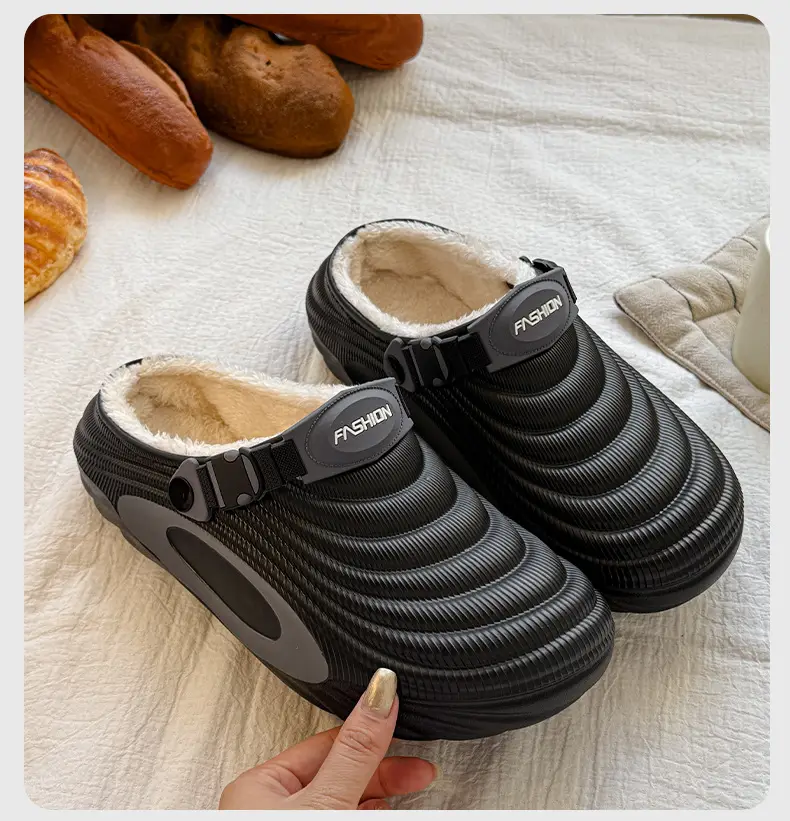 Men's Winter New Style Fleece-Lined Thick-Soled Home Furry Slippers, Outdoor Warm and Waterproof Cotton Slippers for Women — feature 19