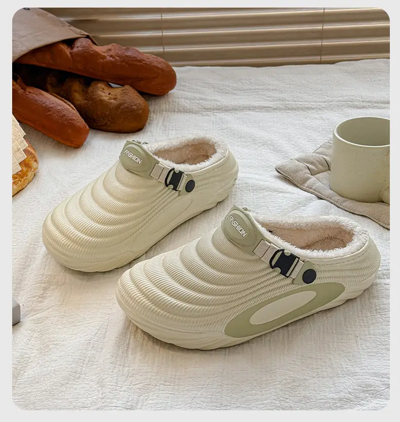 Men's Winter New Style Fleece-Lined Thick-Soled Home Furry Slippers, Outdoor Warm and Waterproof Cotton Slippers for Women — feature 21