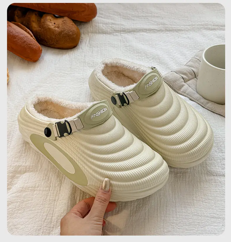 Men's Winter New Style Fleece-Lined Thick-Soled Home Furry Slippers, Outdoor Warm and Waterproof Cotton Slippers for Women — feature 23