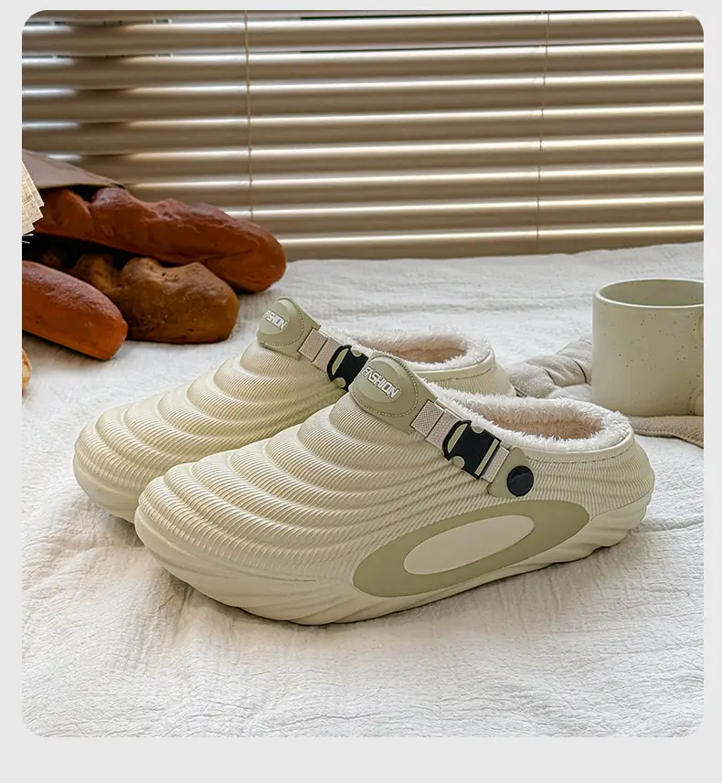Men's Winter New Style Fleece-Lined Thick-Soled Home Furry Slippers, Outdoor Warm and Waterproof Cotton Slippers for Women — feature 24