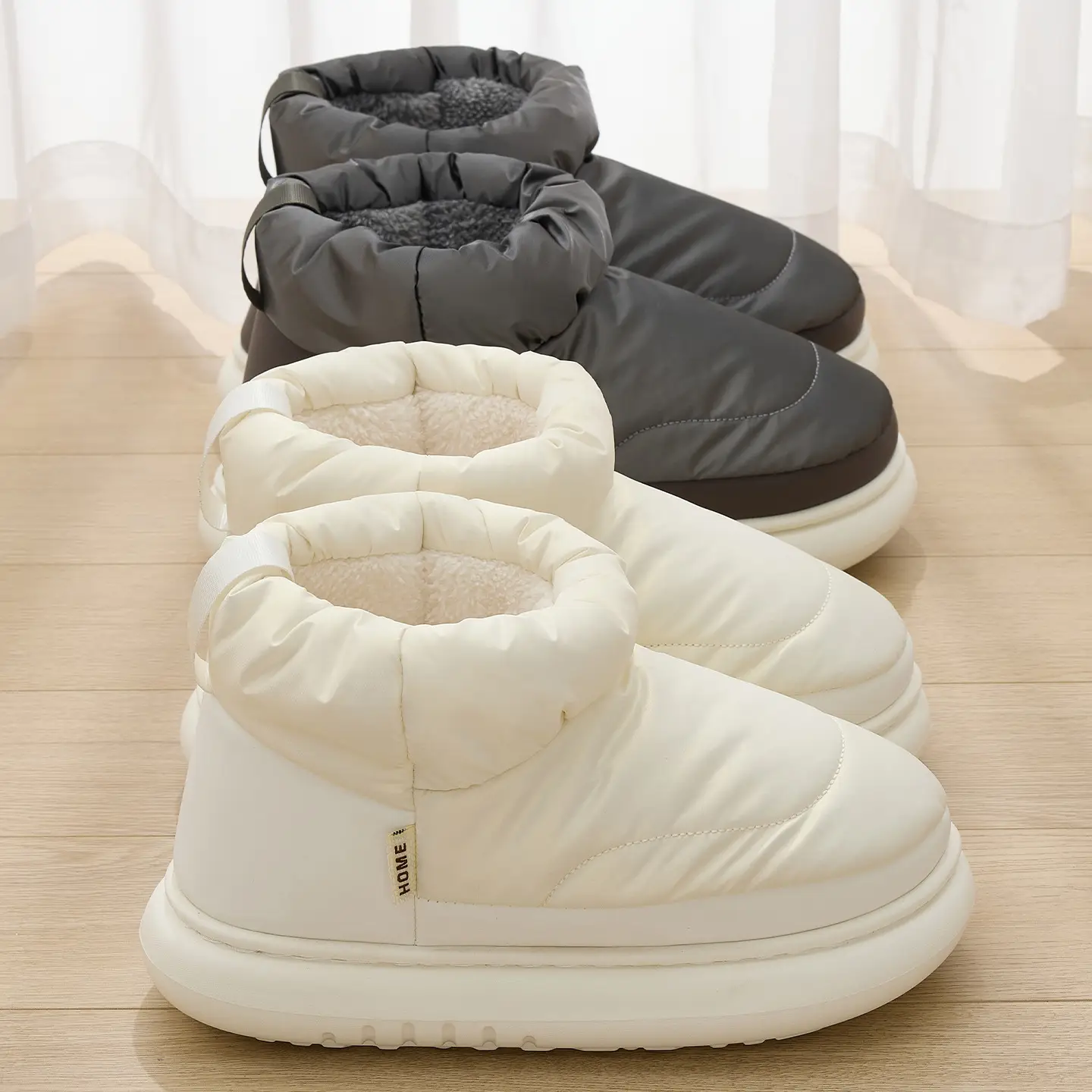 Women's Waterproof Warm Slippers White Grey Winter Autumn - Image 6