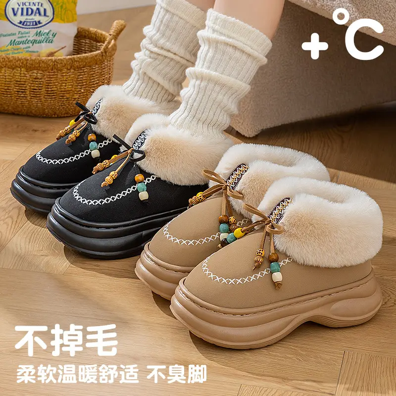 High-Top Snow Boots for Women 2025 Autumn and Winter New Niche Fashion Retro Versatile Comfortable Bow Snow Cotton Shoes
