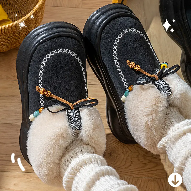 High-Top Snow Boots for Women 2025 Autumn and Winter New Niche Fashion Retro Versatile Comfortable Bow Snow Cotton Shoes