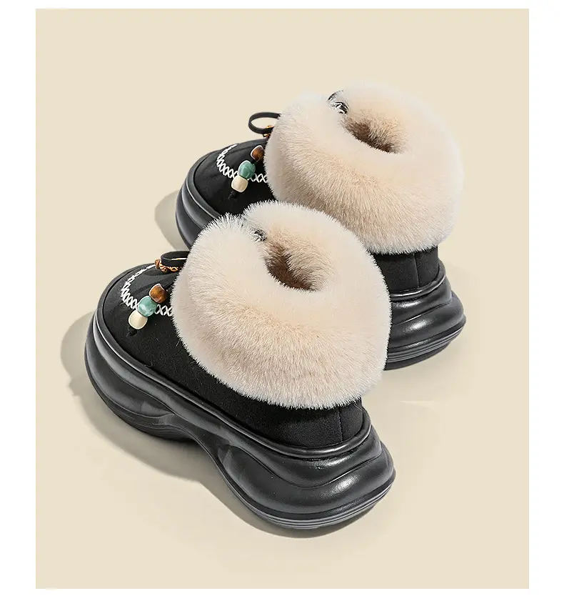 High-Top Snow Boots for Women 2025 Autumn and Winter New Niche Fashion Retro Versatile Comfortable Bow Snow Cotton Shoes — feature 12