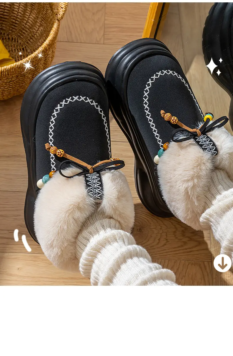 High-Top Snow Boots for Women 2025 Autumn and Winter New Niche Fashion Retro Versatile Comfortable Bow Snow Cotton Shoes — feature 14