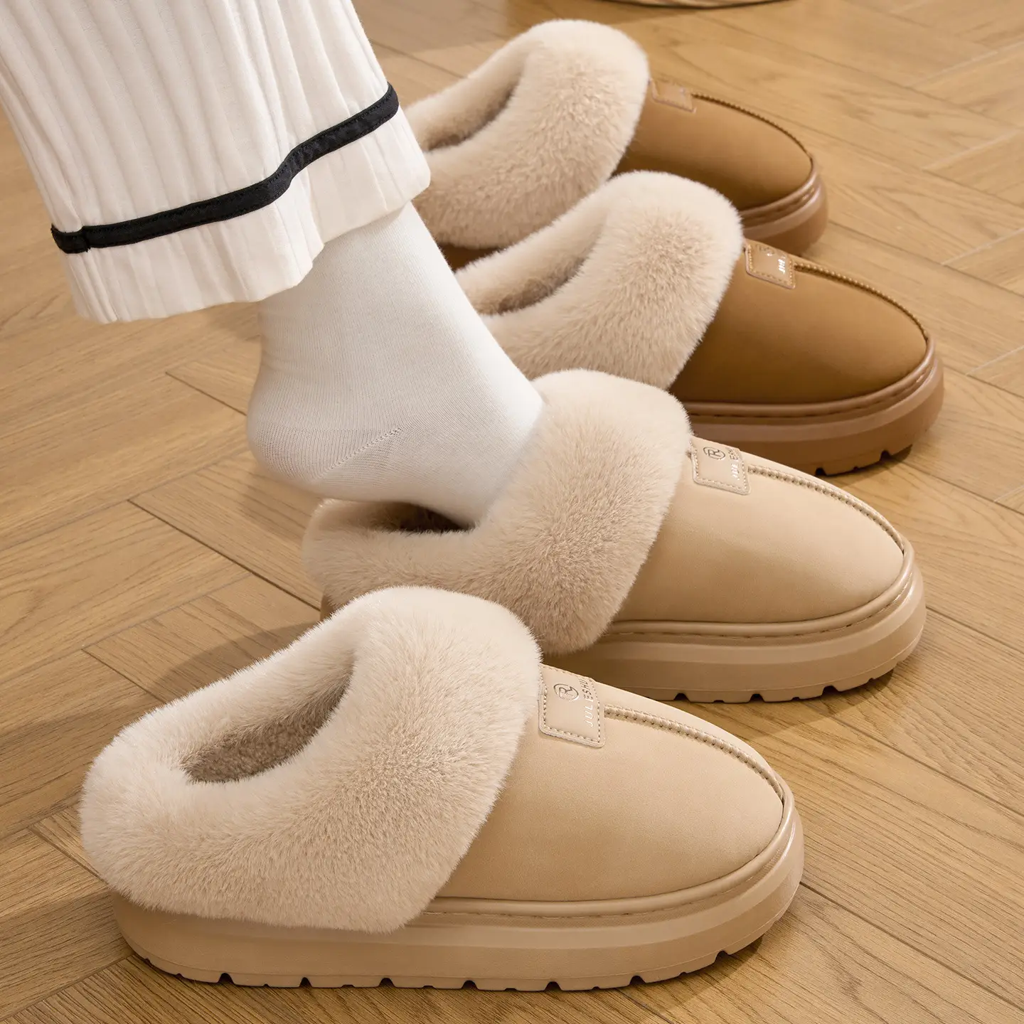 Women Plush Cotton Winter Slippers Warm Non-Slip - Image 3