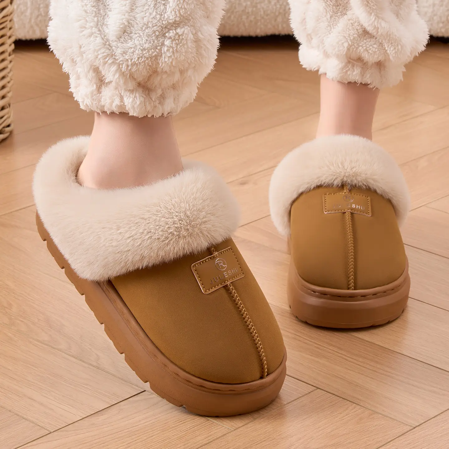 Women Plush Cotton Winter Slippers Warm Non-Slip - Image 4