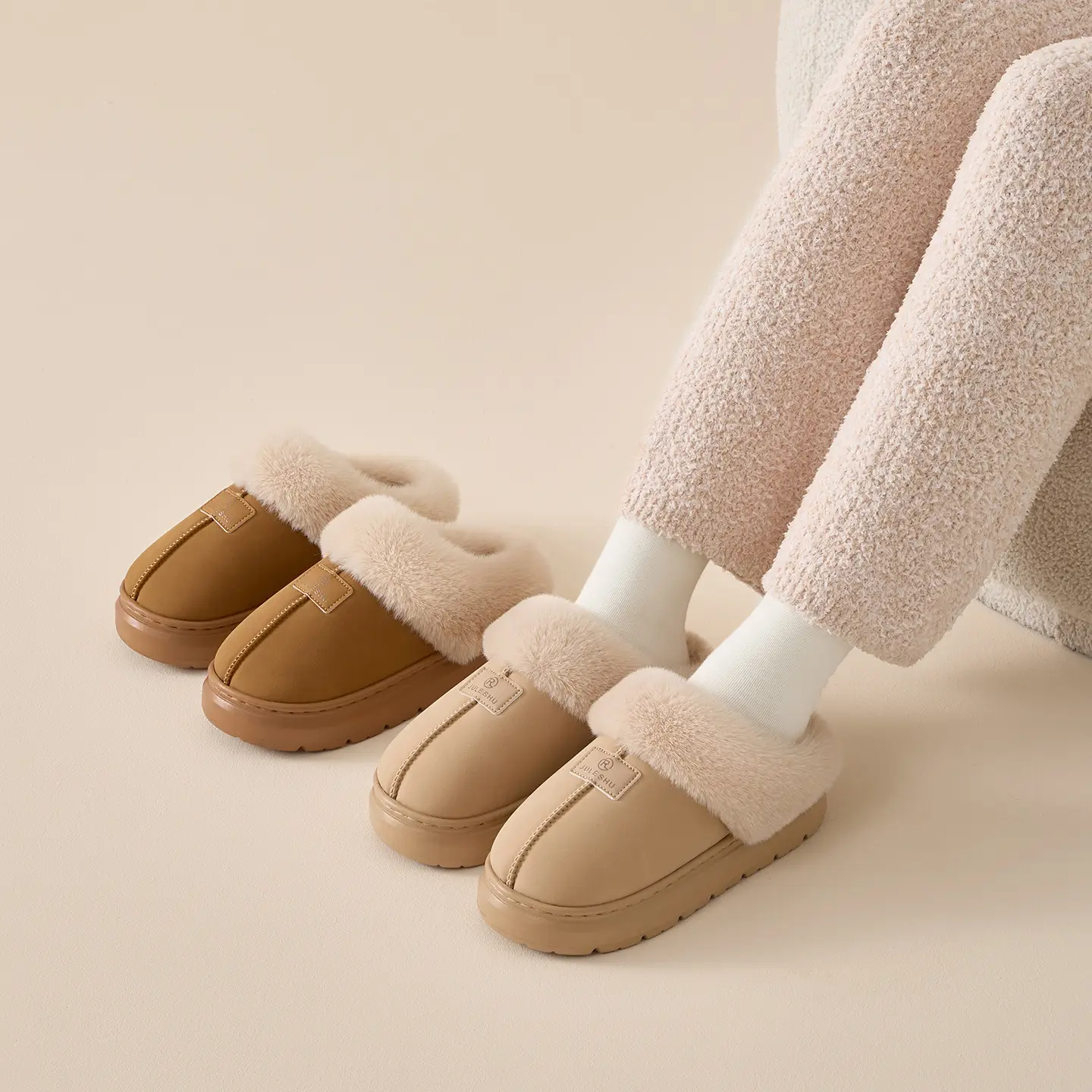 Women Plush Cotton Winter Slippers Warm Non-Slip - Image 5
