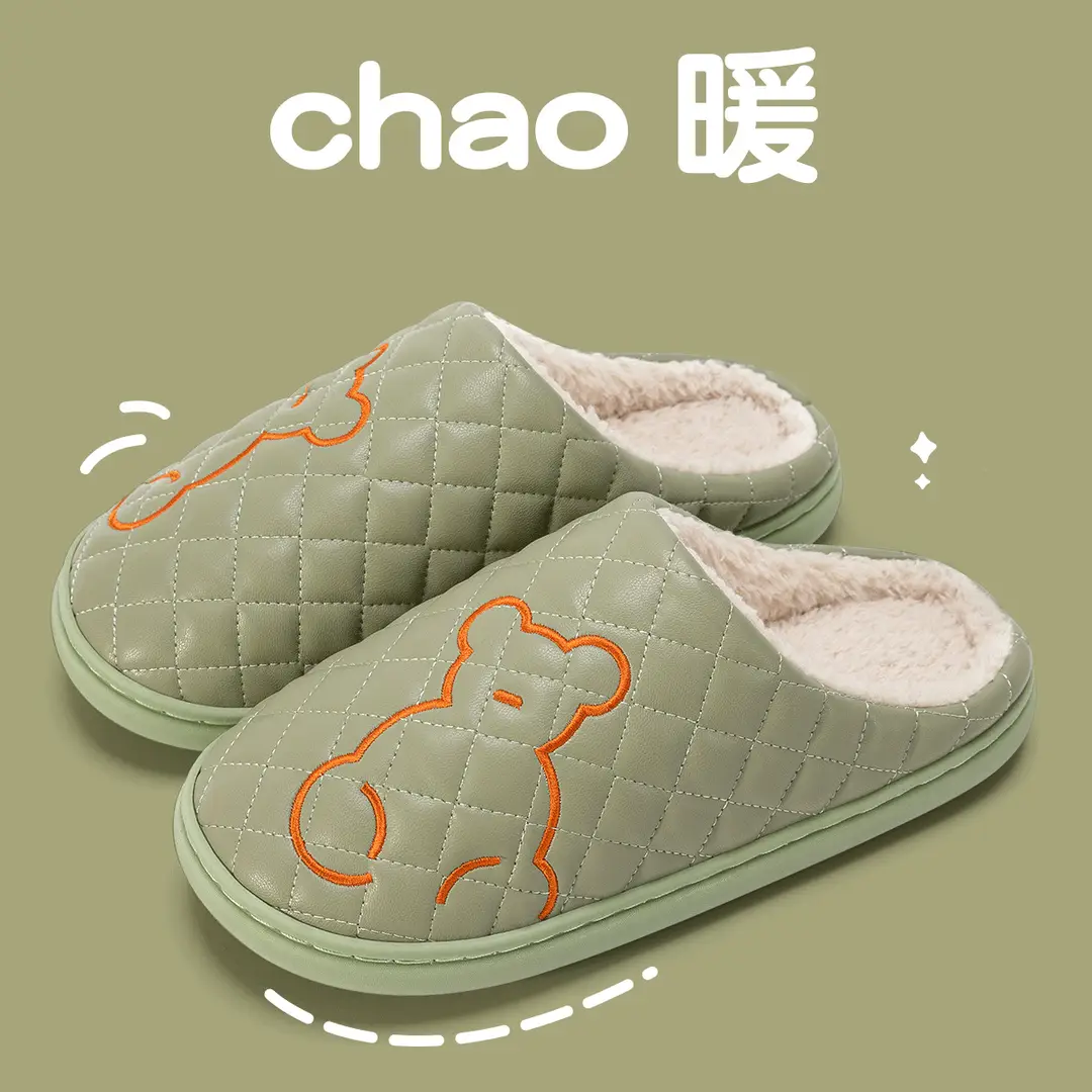 Jialiya Waterproof Cotton Slippers for Women 2025 Winter New Home Indoor Warm Simple Middle-Aged and Elderly Slippers for Men - Image 2