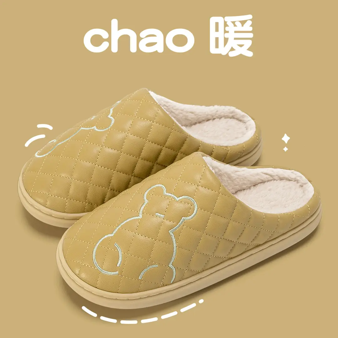 Jialiya Waterproof Cotton Slippers for Women 2025 Winter New Home Indoor Warm Simple Middle-Aged and Elderly Slippers for Men - Image 3