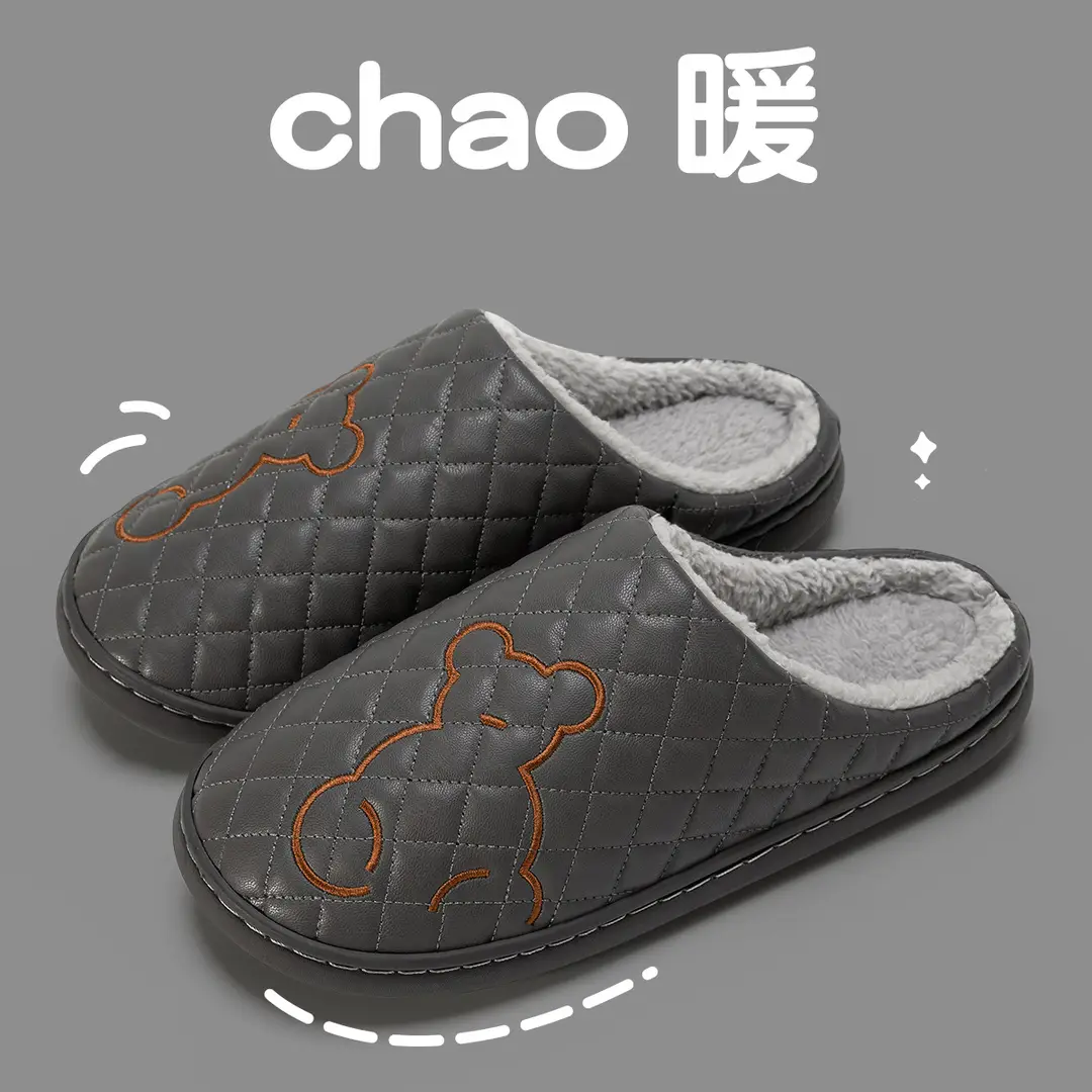 Jialiya Waterproof Cotton Slippers for Women 2025 Winter New Home Indoor Warm Simple Middle-Aged and Elderly Slippers for Men - Image 5