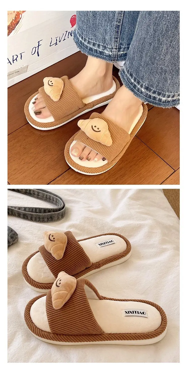 Women Cotton Slippers Brown Winter Indoor Comfortable — feature 8