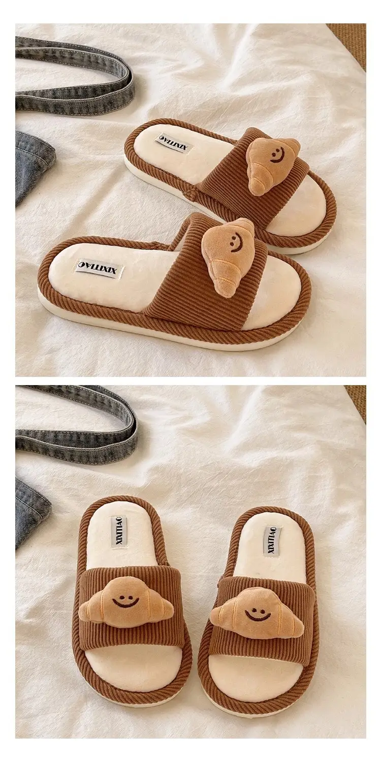 Women Cotton Slippers Brown Winter Indoor Comfortable — feature 9