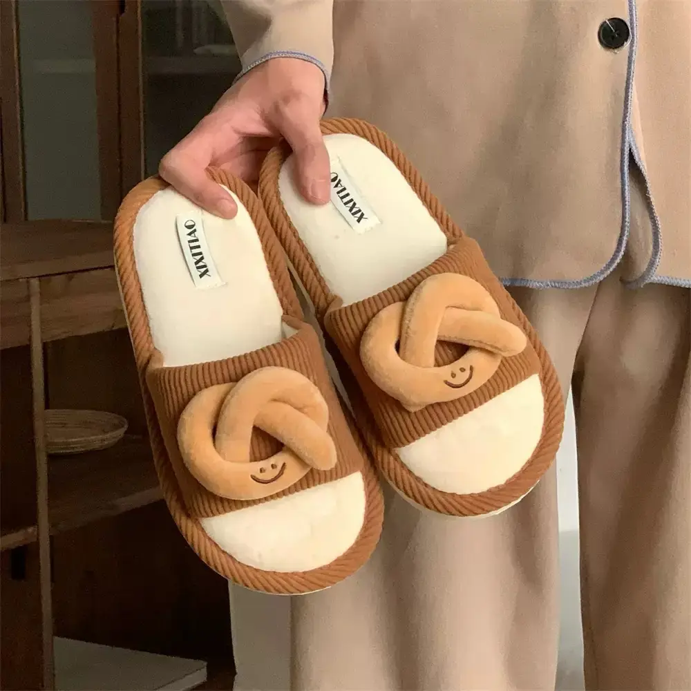 Women Cotton Slippers Brown Winter Indoor Comfortable - Image 3