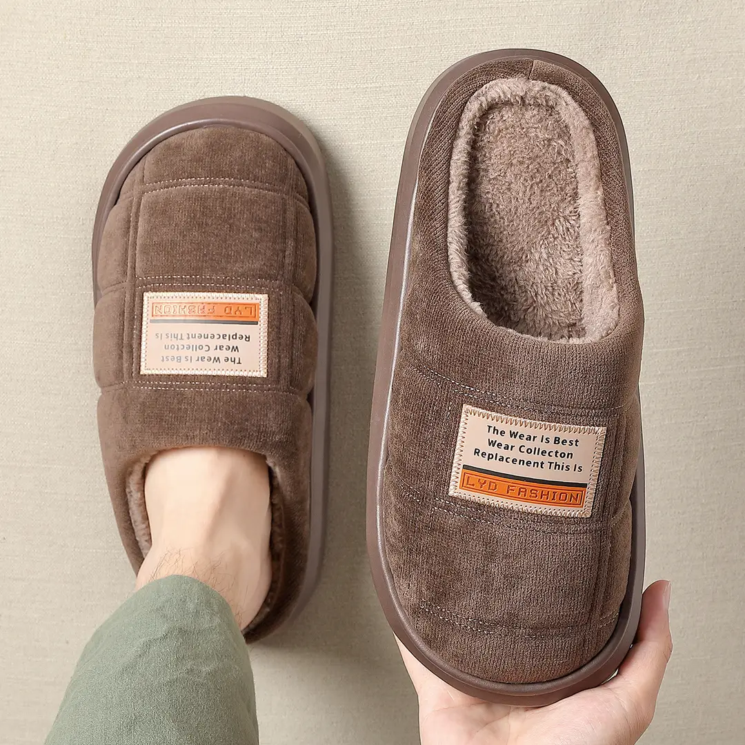 Men's Furry Slippers for Autumn and Winter, Closed-Toe Indoor Home Cotton Slippers, Men's Fleece-Lined Warm Soft-Soled Cotton Slippers, Wholesale - Image 6