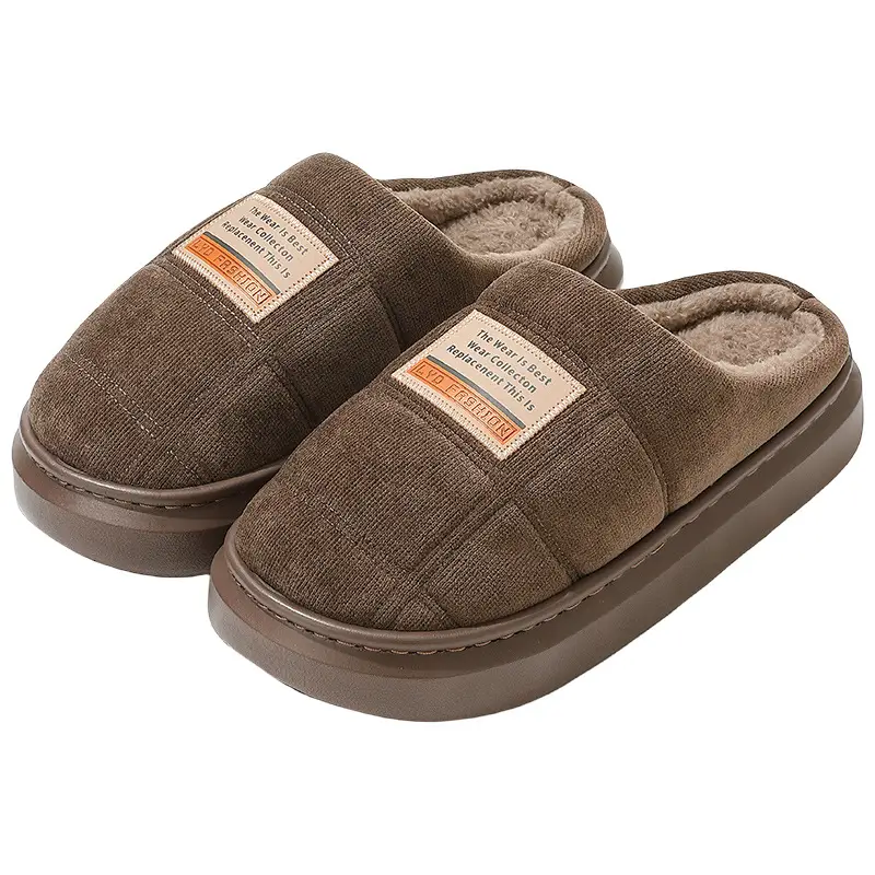 Men's Furry Slippers for Autumn and Winter, Closed-Toe Indoor Home Cotton Slippers, Men's Fleece-Lined Warm Soft-Soled Cotton Slippers, Wholesale - Image 7