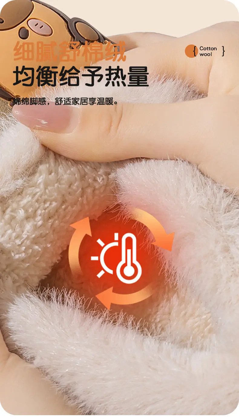 Cute Kapibara Wool Faux Fur Slippers Women Winter — feature 6