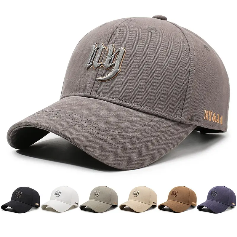 Men's Embroidered Baseball Cap Grey Outdoor Sun Hat - Image 9