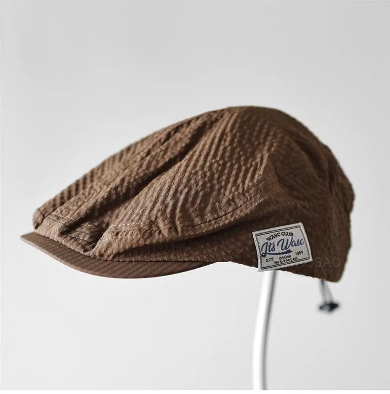 Men Brown Bubble Hat Retro Casual Forward — feature 4