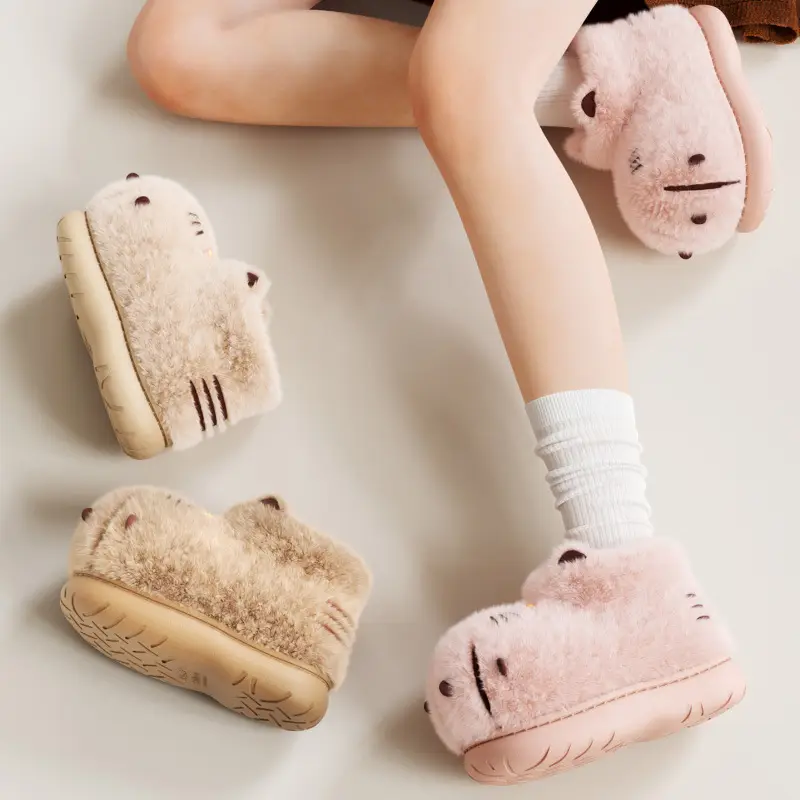Cute Plush Cotton Boots for Women Winter Warm Closed Heel