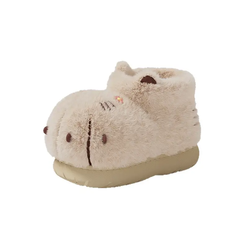 Cute Plush Cotton Boots for Women Winter Warm Closed Heel
