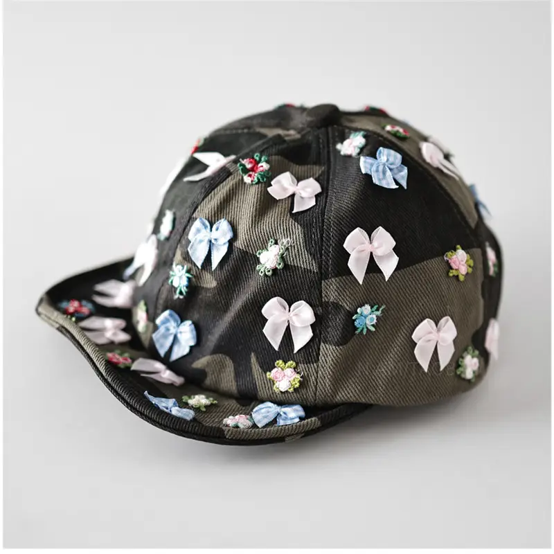 Women Camouflage Flower Bow Cap for Travel Fashion - Image 3