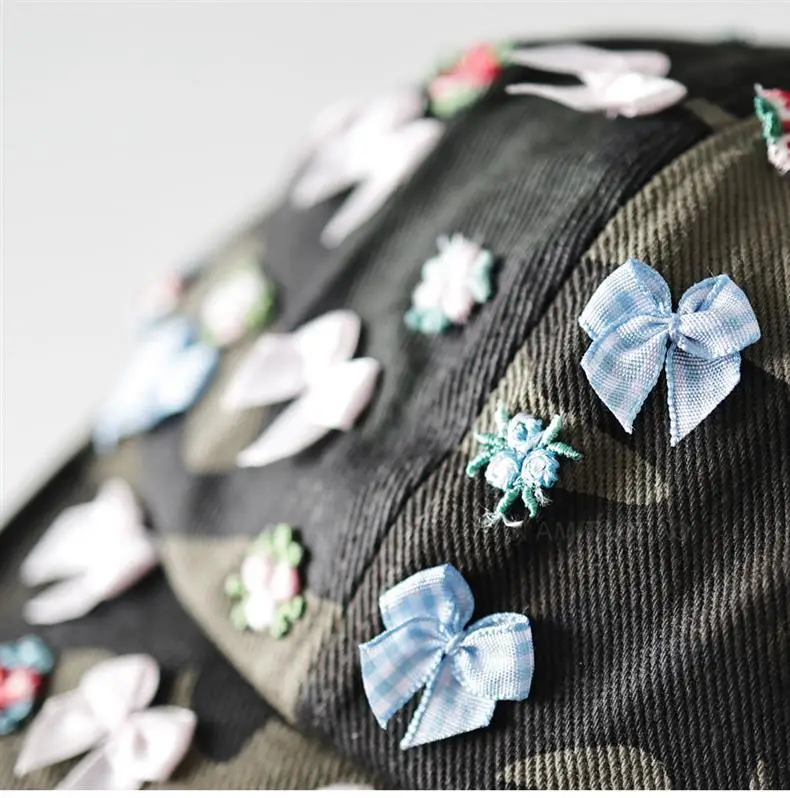 Women Camouflage Flower Bow Cap for Travel Fashion — feature 3