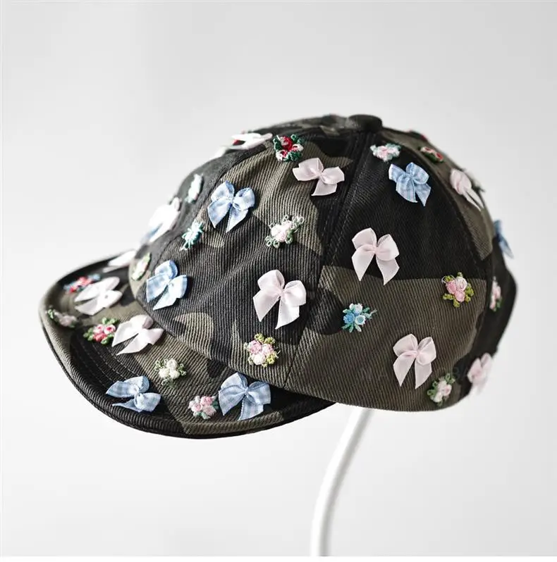 Women Camouflage Flower Bow Cap for Travel Fashion — feature 5