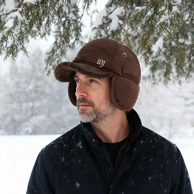 Men Woolen Baseball Cap Winter Warm Cuffed Ear