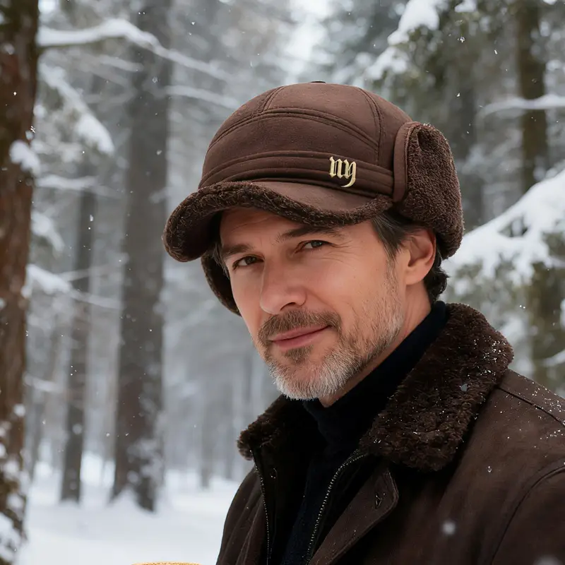 Men Woolen Baseball Cap Winter Warm Cuffed Ear