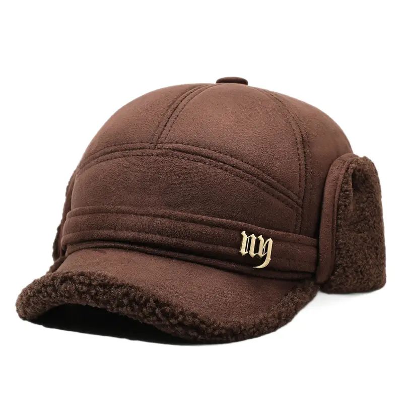 Men Woolen Baseball Cap Winter Warm Cuffed Ear
