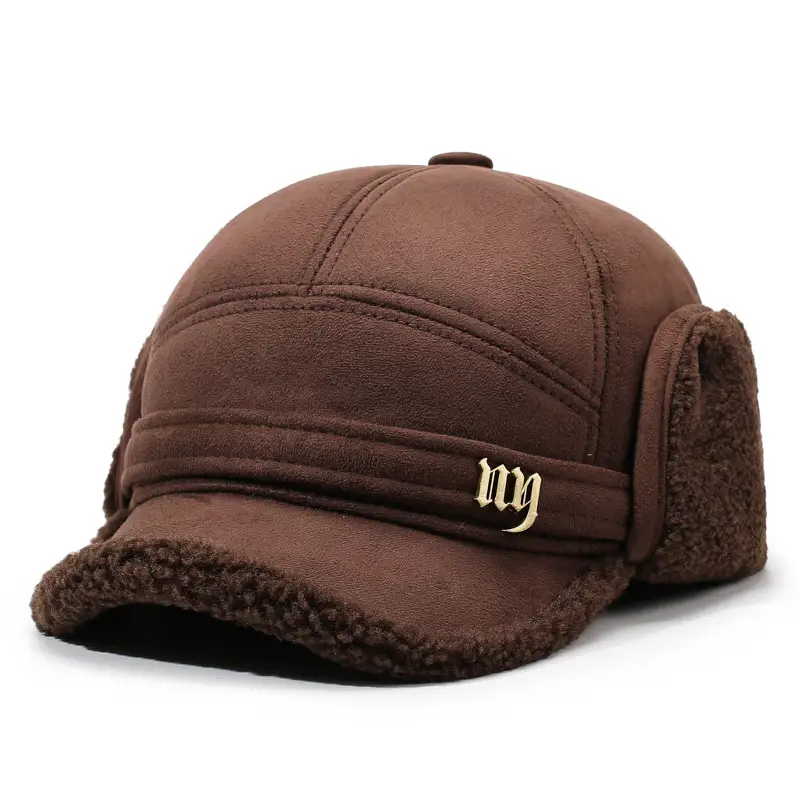 Men Woolen Baseball Cap Winter Warm Cuffed Ear