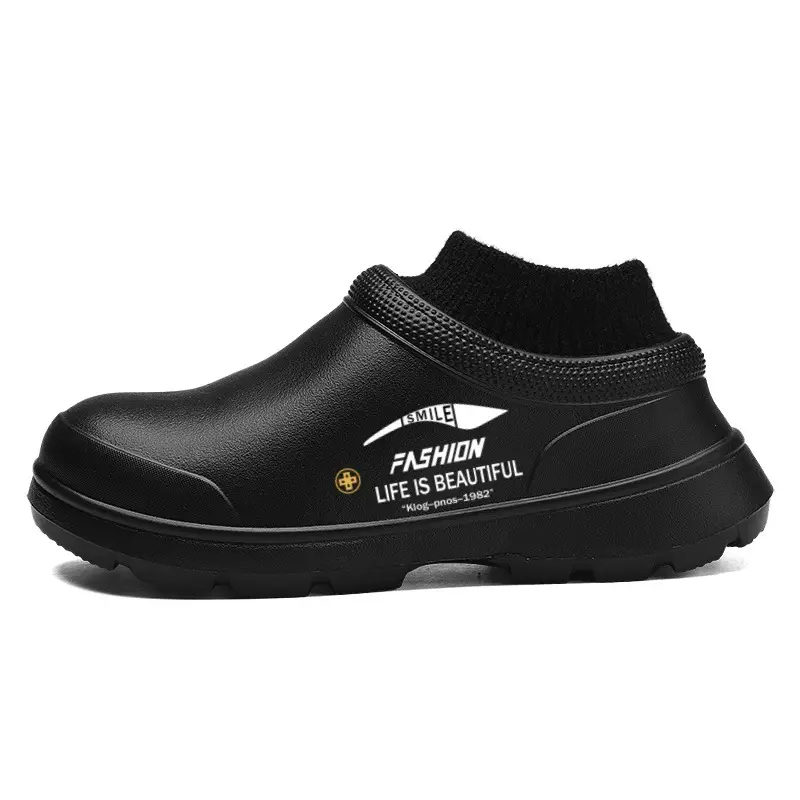 Men's Winter Cotton Slippers for Outdoor Wear, Fleece-Lined and Thickened, with a Soft Feel, Closed-Toe, Trendy Sock-Style, Warm Cotton