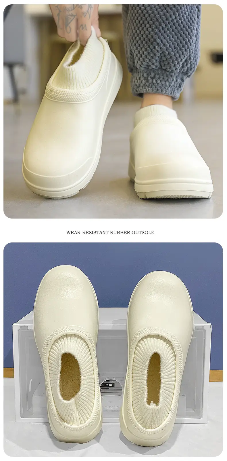Men's Winter Cotton Slippers for Outdoor Wear, Fleece-Lined and Thickened, with a Soft Feel, Closed-Toe, Trendy Sock-Style, Warm Cotton — feature 11