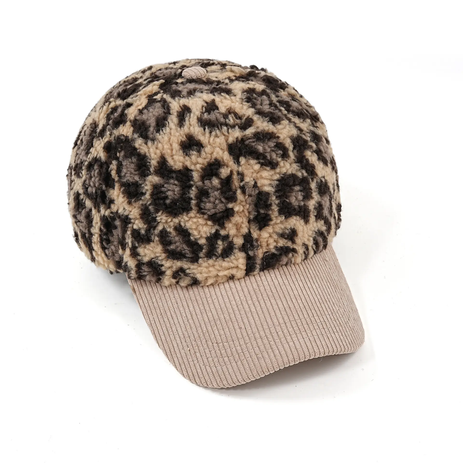Leopard Print Sherpa Hat for Men Winter Warm - Image 6