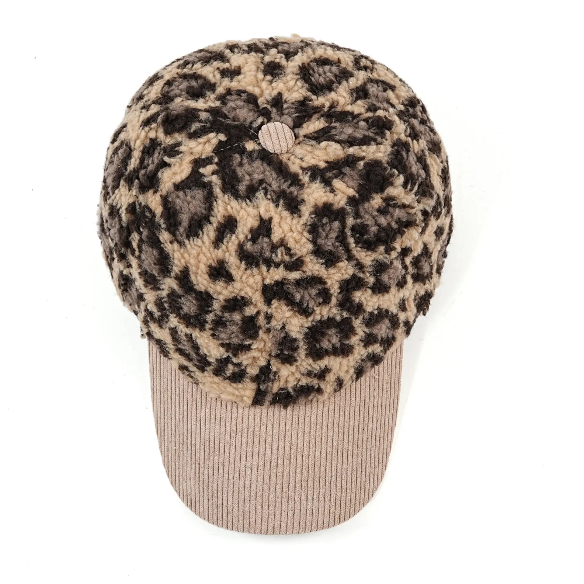 Leopard Print Sherpa Hat for Men Winter Warm - Image 7